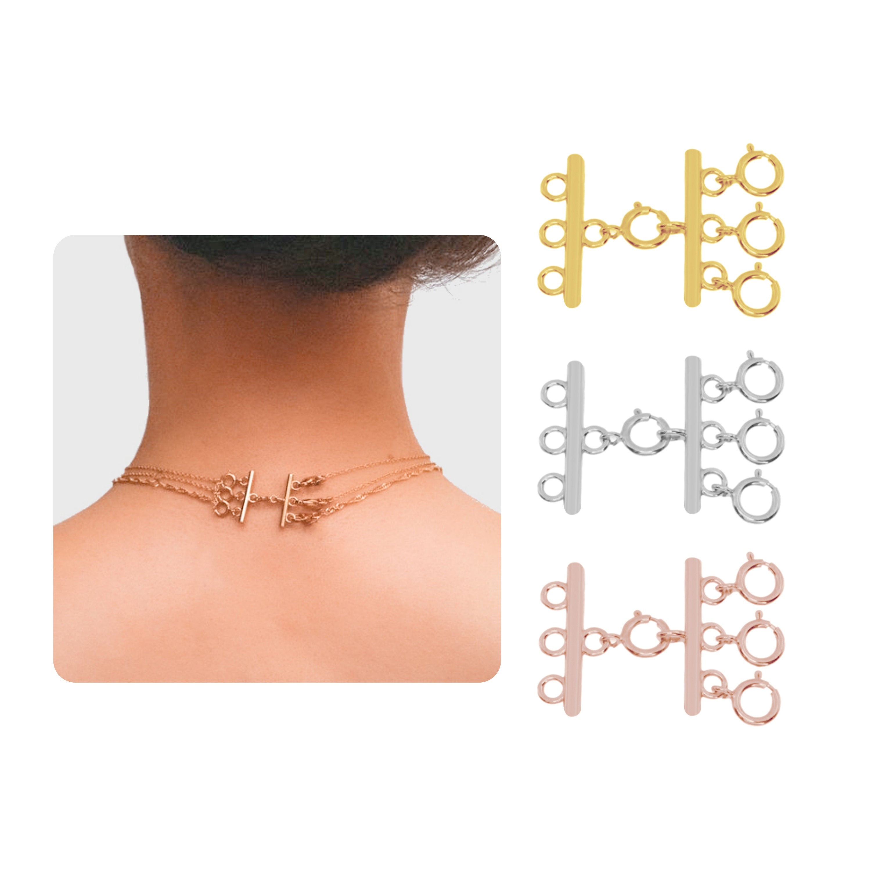 Necklace Separator 14K Solid Gold Necklace Detangler Clasp Etsy