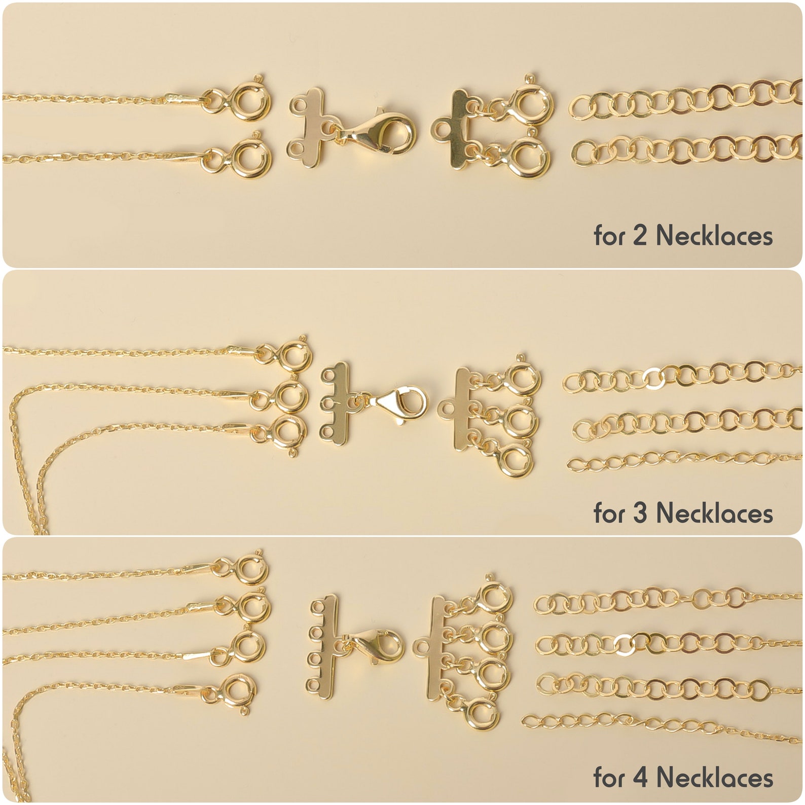 14k Solid Gold Necklace Separator White Gold Layered Etsy