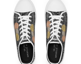 Men's Low Top Sneakers - Crypto BitCoin with  Circuit board background