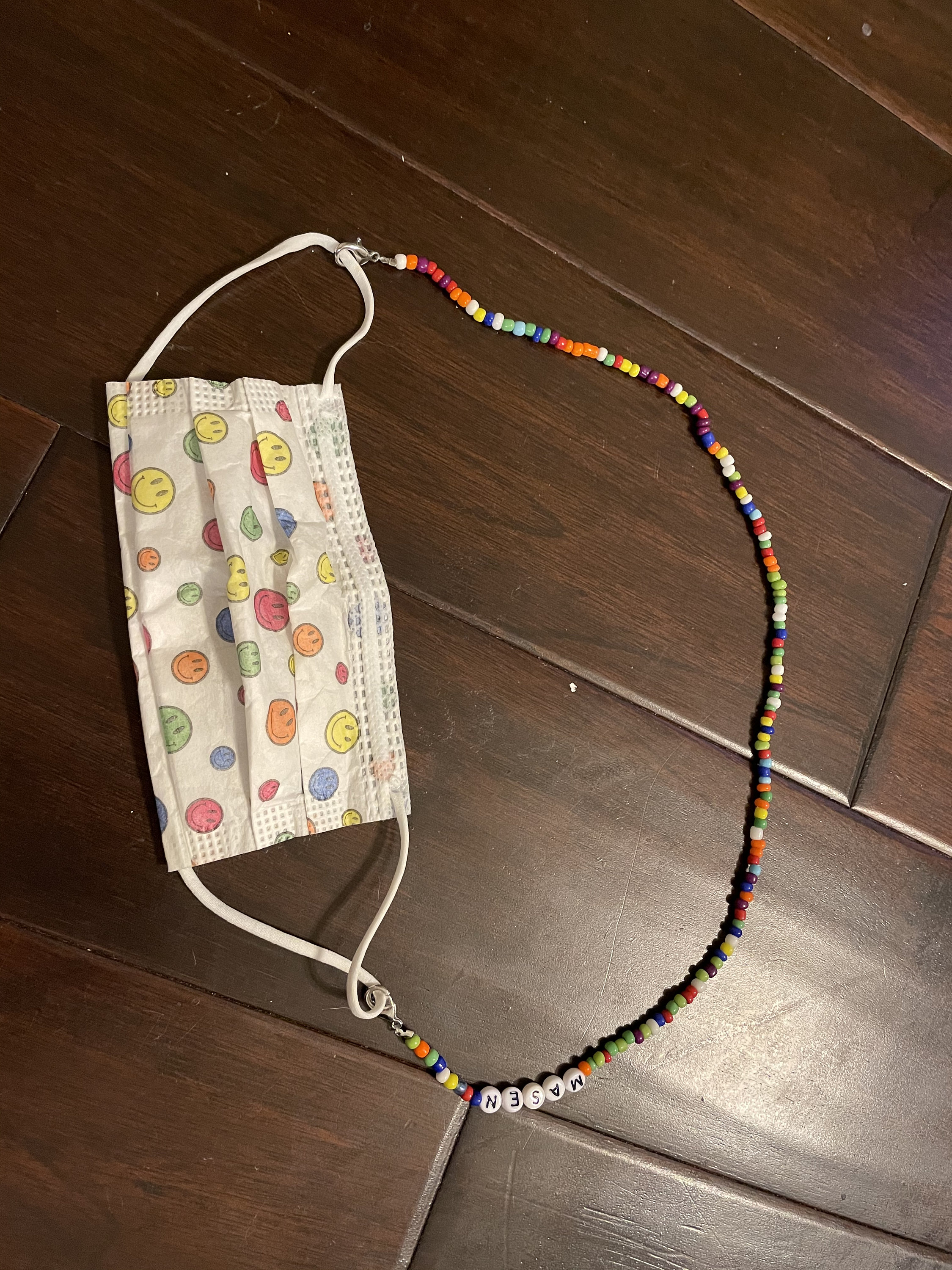 Colorful beaded mask holder with Name Etsy