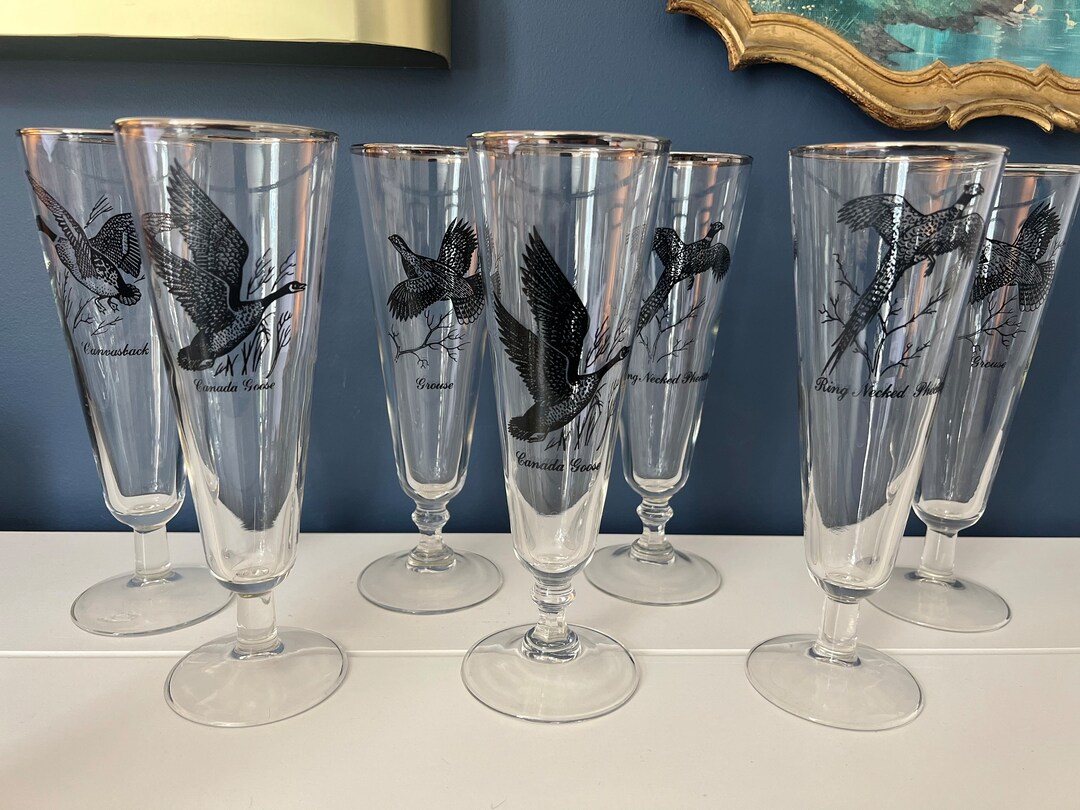 Set of 7 Vintage Federal Glass Wild Bird Drinking Glasses Etsy