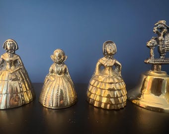 Set of 4 Victorian Lady Brass Bells from England