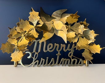 Vintage Brass Merry Christmas Wall Sign