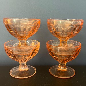 Set of 4 Hazel Atlas Glass Co. Pink Depression Sherbert/Dessert Bowls