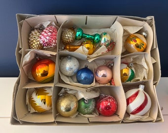 A set of 16 Mismatched Vintage Ornaments