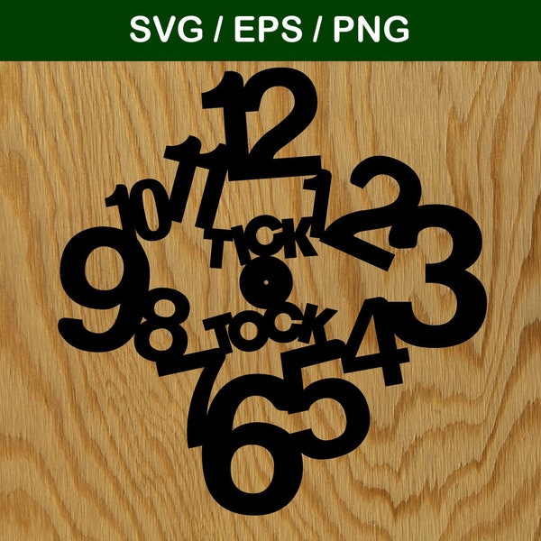 Tick Tock Clock | Commercial use laser cut vector files for cricut/glowforge | SVG, EPS, PNG included