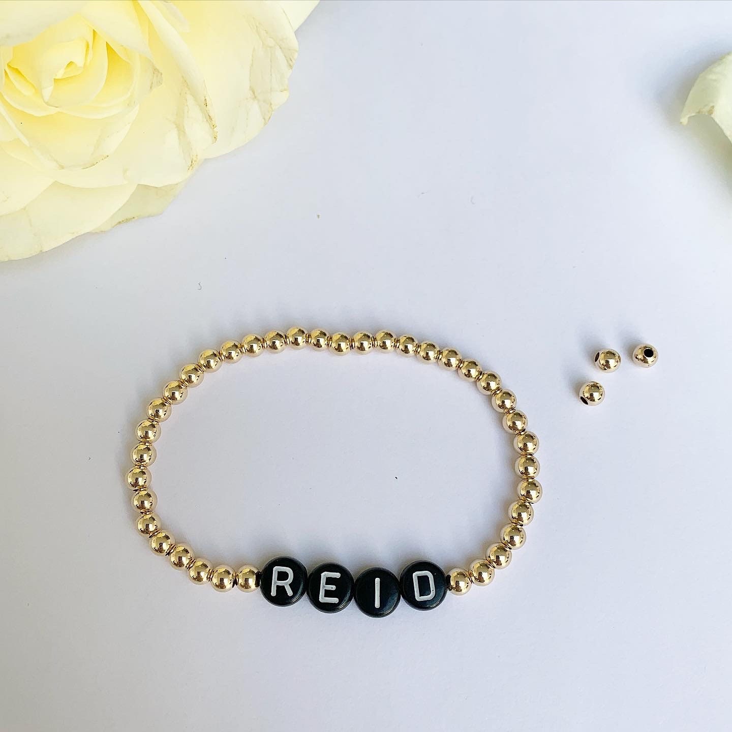 Custom 14k Gold Filled Personalised Name Bead Bracelet Stacking