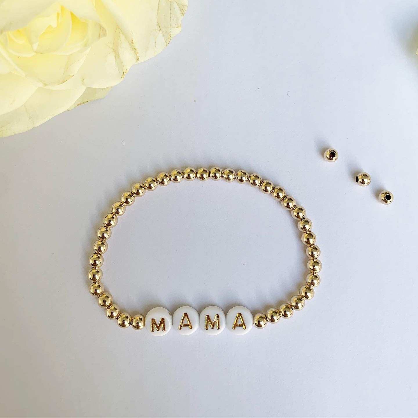 Custom 14k Gold Filled Personalised Name Bead Bracelet Stacking