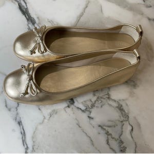 NWT Leather Gold Balleina Flat shoes US11