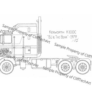 BJ and the Bear Kenworth K100C 1979 TV-series Truck Technical Drawing