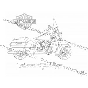 Harley Davidson Road King Line Art