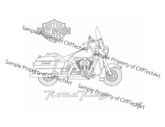 Harley Davidson Road King Line Art Canada