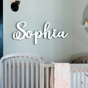 Placa de madeira personalizada com nome para berçário - Presente personalizado para chá de bebê - Decoração de parede para berçário feita à mão - Placa de nome personalizada