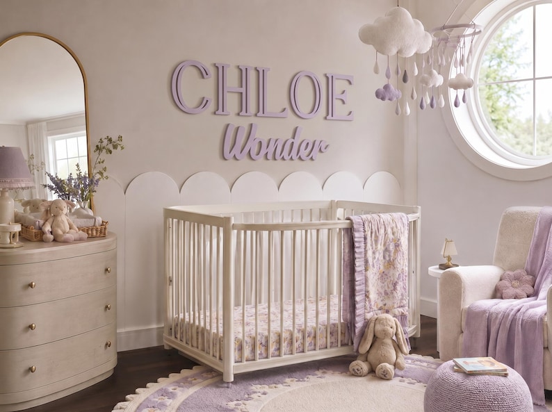 Personalisierte Baby Namen Zeichen aus Holz, benutzerdefinierte Kinderzimmer Wand Dekor über Krippe Bild 15