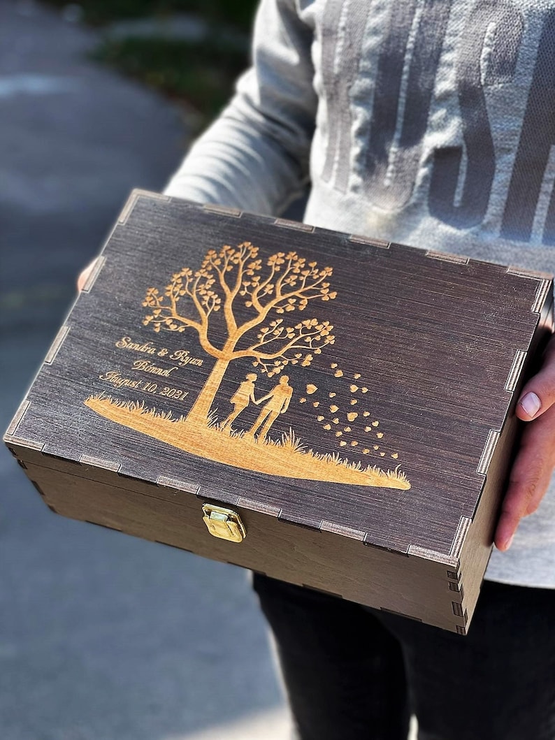 Personalized Engraved Gift Box Wood Memory Box Birthday Etsy