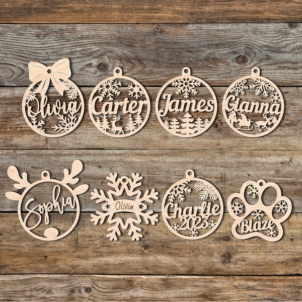 Personalized Wooden Christmas Ornaments - 8 Festive Styles to Choose From - Custom Christmas Tree Ornaments - Christmas Baubles