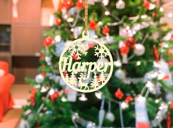 8 Décorations De Noël En Bois Personnalisables - Découpes Laser 10 Cm - Pour Sapin, étiquettes Cadeaux - Nom Gravé Possible - 6