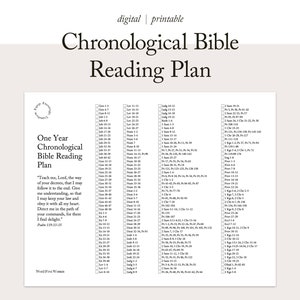 Plan Cronológico de Lectura Bíblica (Un Año) / Rastreador de Escrituras / Planificador Cristiano / A4 y Tamaño Carta / Imprimible