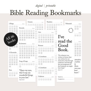 Segnalibro di lettura della Bibbia / 66 libri / Tracker di lettura della Bibbia / Registro di lettura della Bibbia / Piano di studio fBible / Pianificatore cristiano / Stampabile