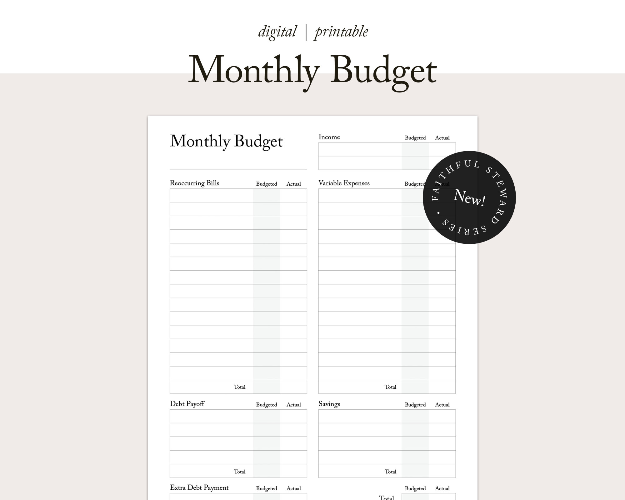 Monthly budget planner christian budgeting template financial