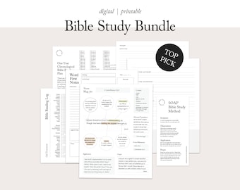 Bible Study Bundle | One Year Bible Reading Plan | SOAP Bible Study | Verse Mapping | Prayer Journal | Bible Study Notes | Christian Journal