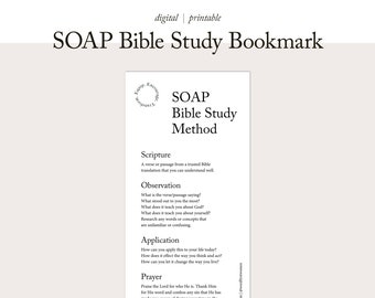 SOAP Bible Study Bookmark | Bible Study Tools | SOAP Bible Study Method | Printable