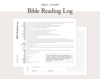 Registro di lettura della Bibbia / Tracker di lettura della Bibbia / Piano di studio della Bibbia / Tracker delle Scritture / Pianificatore cristiano / Formato A4 e Lettera / Stampabile