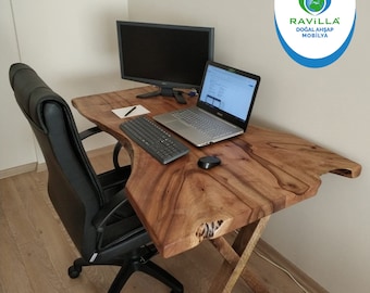 study table for home Live Edge Study Desk/Minimalist Writing Table/Office walnut table