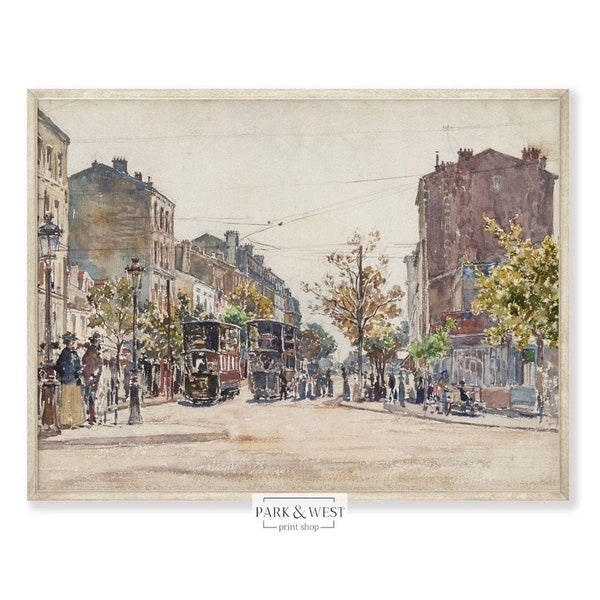 Paris Avenue | Digital Printable Art | Vintage Paris Watercolor Cityscape Painting