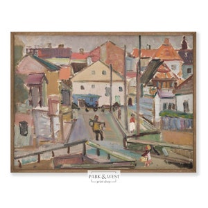 Village Life | Digital Printable Art | Vintage European Village Scene Painting