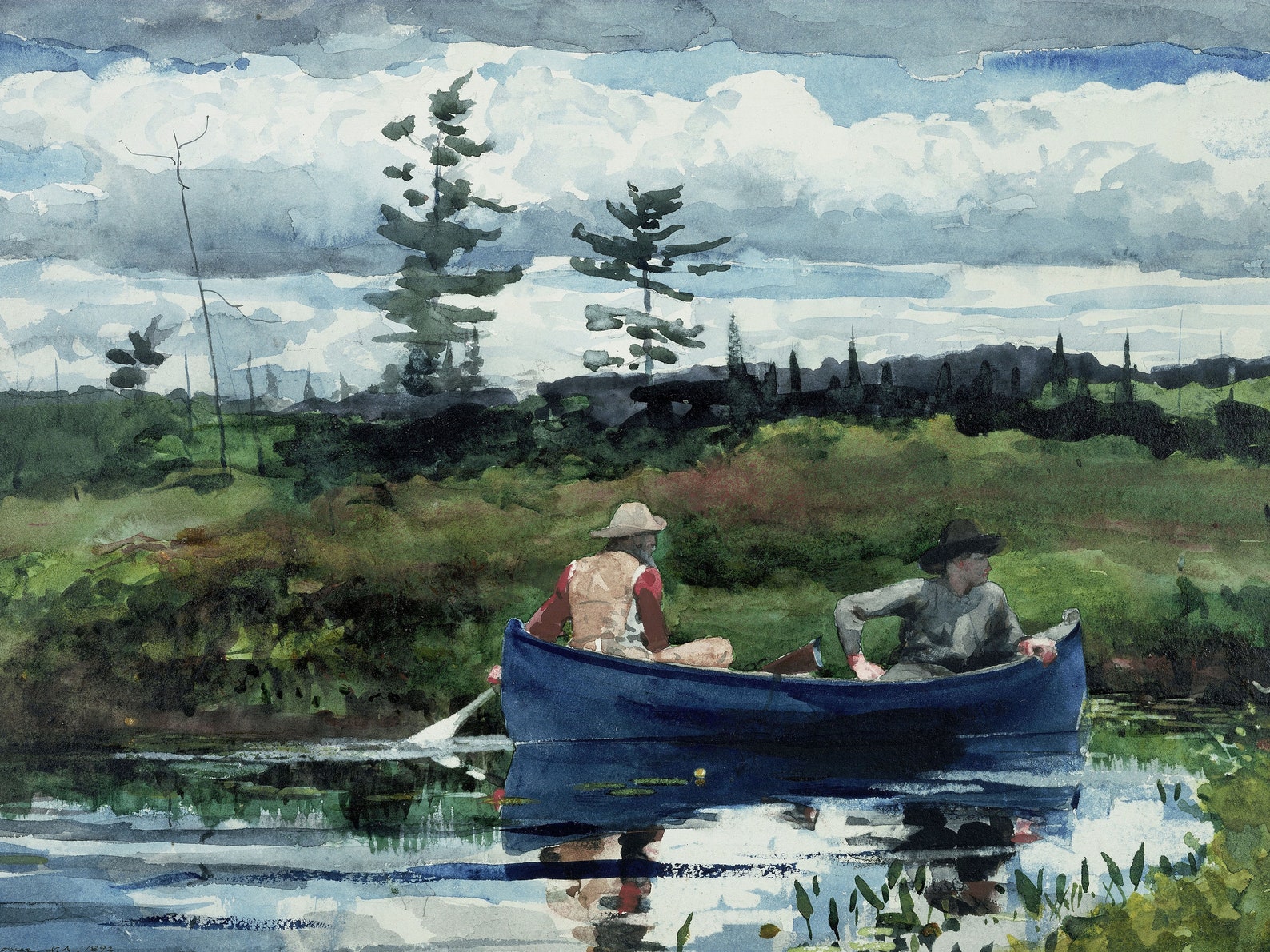 Watercolor Lake Canoeing Painting Digital Printable Art Etsy India