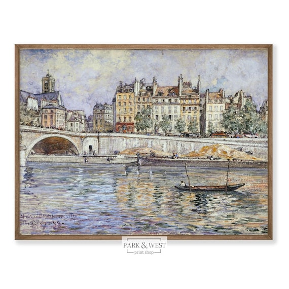 Seine View | Vintage Paris Print | Digital Printable Wall Art | Paris Seine Painting