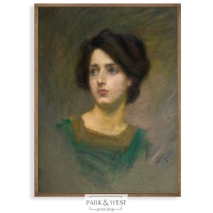 Portrait of a Young Woman | Digital Printable Art | Vintage European Female Portrait Oil Painting