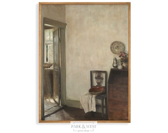 Interior Still Life | Vintage Neutral Interior | Digital Printable Art | Danish Interior Painting