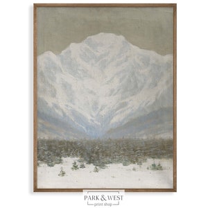 Mountaintop | Digital Printable Art | Vintage European Winter Landscape Oil Painting | Neutral Landscape
