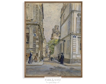 Paris Street Scene | Vintage Paris Painting | Digital Printable Art | Paris Print
