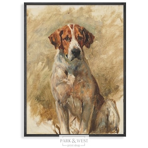 Study of a Hound | Digital Printable Art | Vintage Hound Dog Pet Portrait
