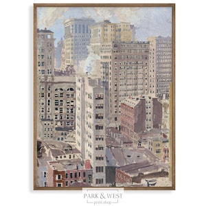 Skyscrapers | Digital Printable Art | Vintage New York Cityscape Watercolor Painting