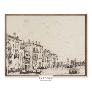Venice Sketch | Digital Printable Art | Vintage Italy Travel Drawing | Antique Venice Print