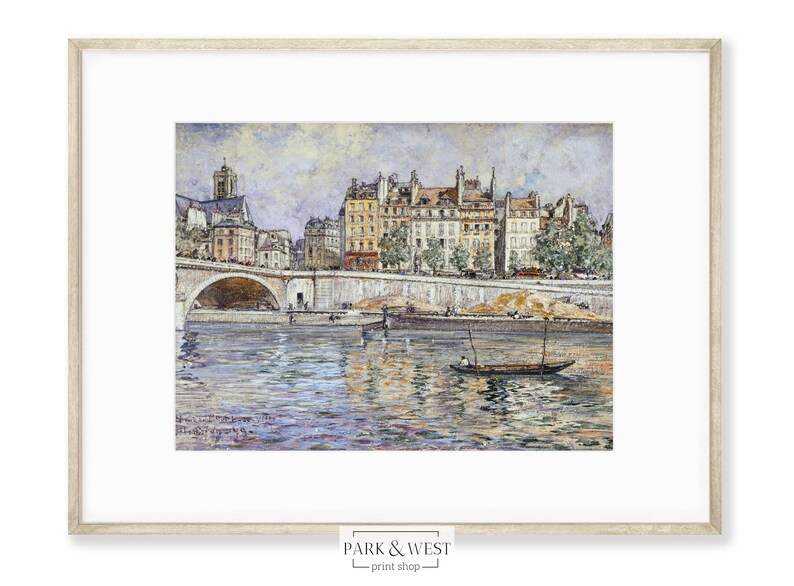 Seine View | Vintage Paris Print | Digital Printable Wall Art | Paris Seine Painting image 3