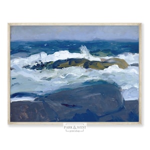 Stormy Seas | Digital Printable Art | Vintage Seascape Oil Painting | Antique Nautical Ocean Landscape