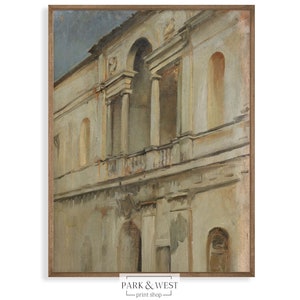 Architectuurstudie nr. 2 | Digitale afdrukbare kunst | Vintage Europese architectuur schilderij
