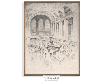 Grand Central Station | Digital utskrivbar konst | Vintage New York City skiss | Manhattan konsttryck