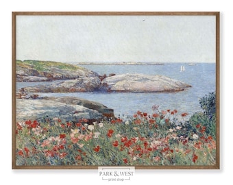 Côte du Maine | peinture vintage côtière de la Nouvelle-Angleterre | Art numérique imprimable | Impression de paysage marin antique