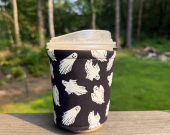 Ghost, Cup Cozy, Coffee Cozy, Reusable, Drink Sleeve, Iced Coffee Cozy