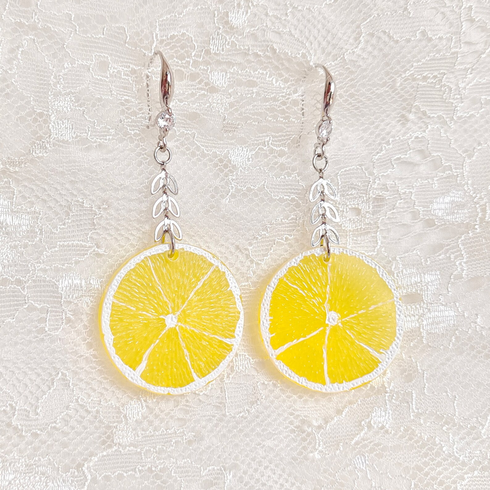 Lemon earrings Lemon and lime fruit slice earrings Lemon Etsy