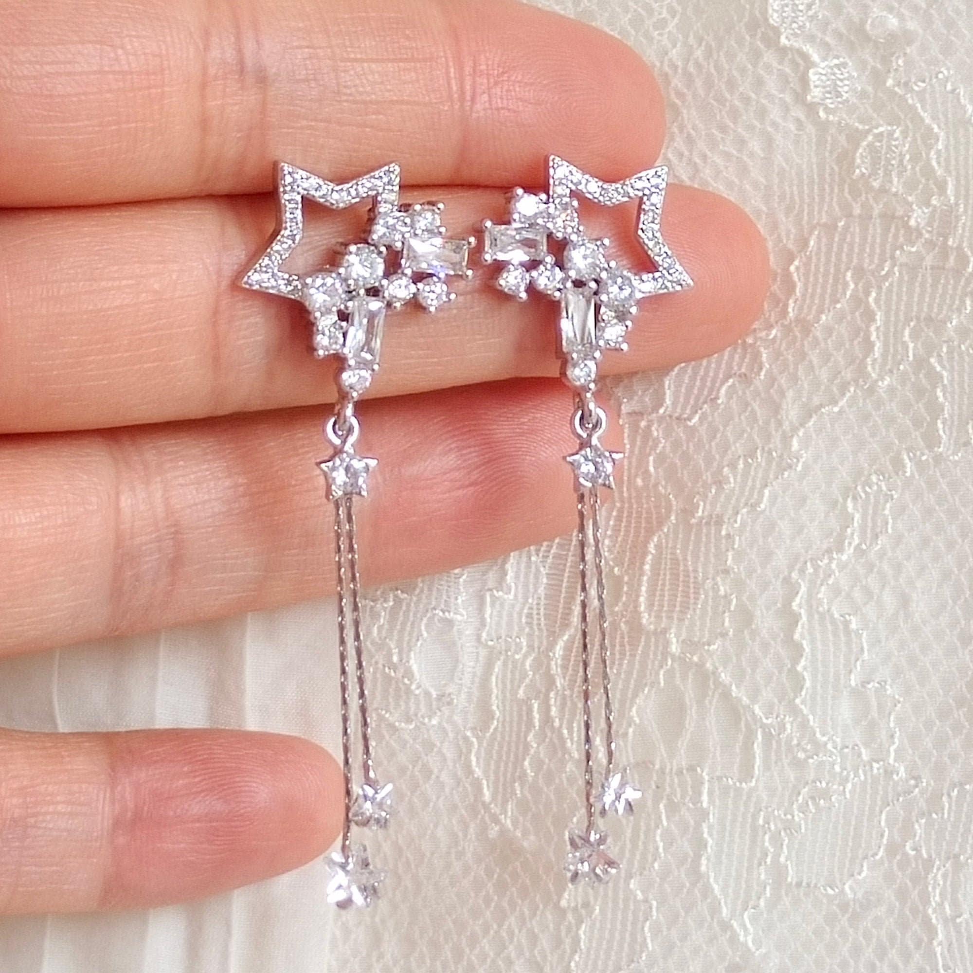 Star Dangle Earrings Celestial Earring Galaxy Earrings Star Etsy