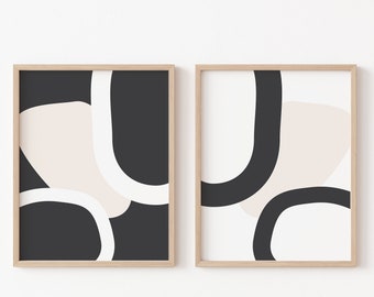 Minimalist Print Set of 2 Wall Art, Black and White Abstract Prints, Monochrome Art, Minimalist Modern Art, Modern Home Decor, New Home Gift