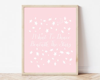 Pink Dance Beneath The Stars Wall Art Print Downloadable Artwork for Dancers Ballerinas. Pretty Pink Gift For Girls. Daughters Room Decor