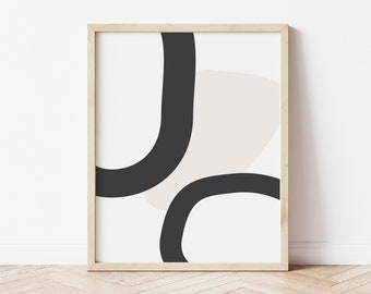 Impressão de arte abstrata preta, arte abstrata em preto e branco, arte de parede minimalista, arte de parede monocromática, arte moderna para impressão, arte de parede geométrica